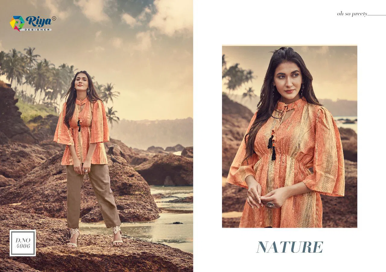 Riya Western 4 Fancy Stylish Wear Cotton Top With Bottom Collection 